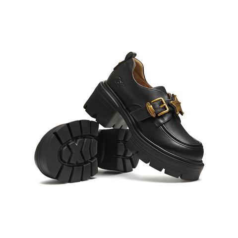 天美意2026春新款粗跟复古百搭学院风英伦女乐福鞋CMJ46AM6