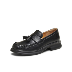 天美意2026春新款厚底英伦学院风流苏单鞋女乐福鞋KE086AA6