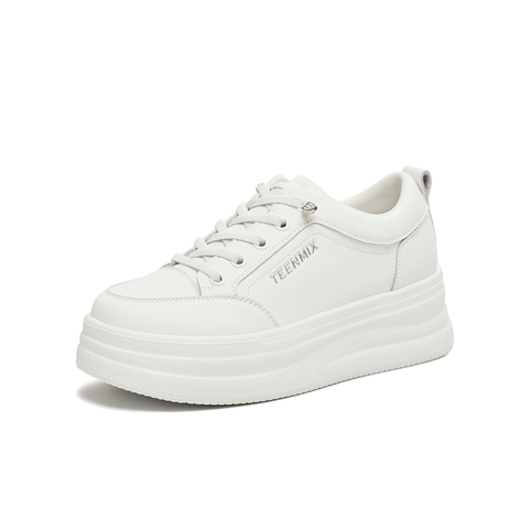 天美意2026春新款商场同款百搭厚底板鞋纯色女小白鞋BM561AM6