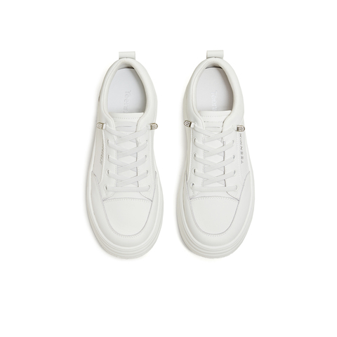 天美意2026春新款商场同款百搭厚底板鞋纯色女小白鞋BM561AM6