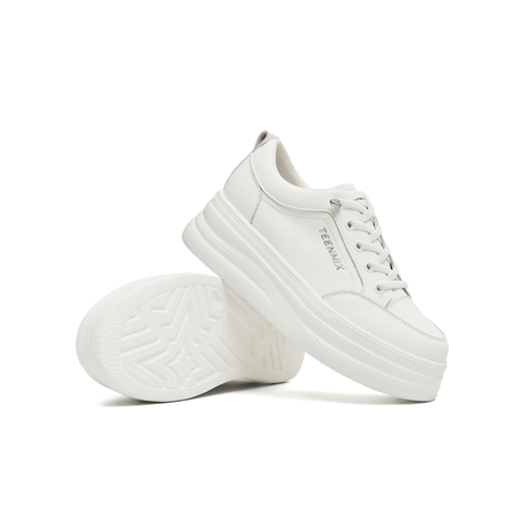 天美意2026春新款商场同款百搭厚底板鞋纯色女小白鞋BM561AM6