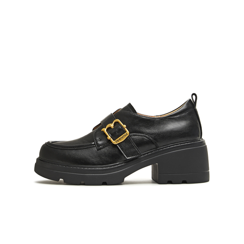 天美意2026春新款粗跟学院英伦乐福鞋复古皮鞋女单鞋KE089AA6