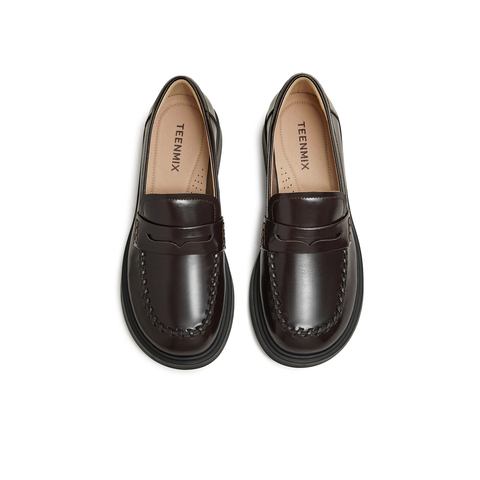 天美意2026春新款商场同款厚底百搭英伦乐福鞋女单鞋COY51AA6