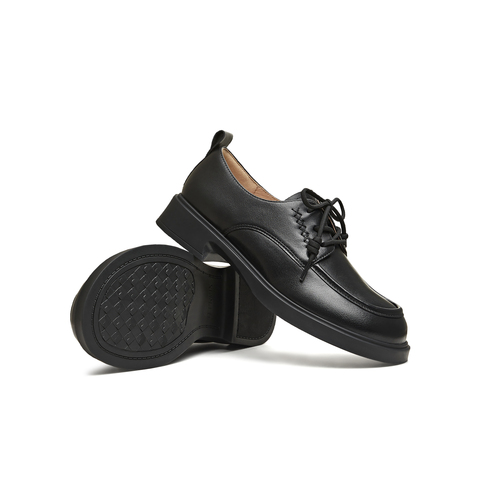 天美意2026春新款商场同款厚底英伦系带乐福鞋女单鞋COY49AM6