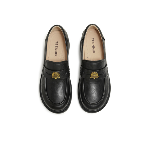 天美意2026春新款商场同款学院金属扣乐福鞋女皮单鞋CNG36AA6