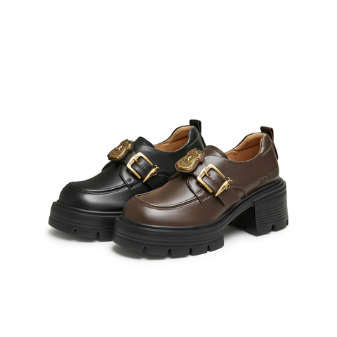 天美意2026春新款商场同款复古百搭学院风皮鞋女牛津鞋CMJ27AM6