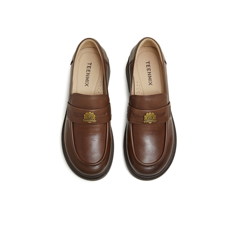 天美意2026春新款商场同款学院金属扣乐福鞋女皮单鞋CNG36AA6