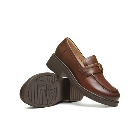 天美意2026春新款商场同款学院金属扣乐福鞋女皮单鞋CNG36AA6