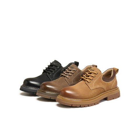 天美意2026春新款帅气英伦复古系带皮鞋男工装鞋GZX05AM6