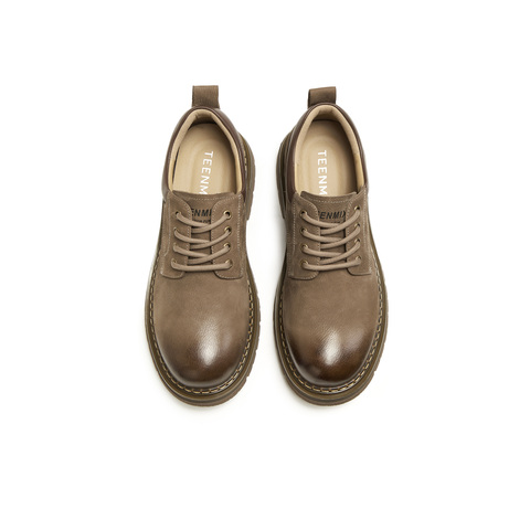 天美意2026春新款帅气英伦复古系带皮鞋男工装鞋GZX05AM6