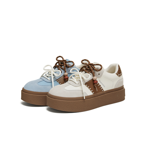 天美意2026春新款复古百搭厚底双鞋带小个子女德训鞋KG158AM6