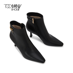 Toomanyshoes靴子2021秋冬新品Yvonne尖头细跟低靴高跟时装靴