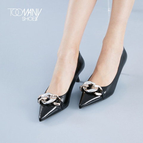 Toomanyshoes女鞋2022春季新品小恒星尖头浅口单鞋细跟一脚蹬女鞋