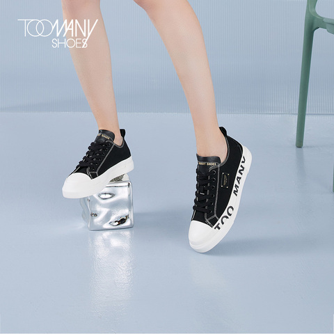 Toomanyshoes女鞋2022春新款你画我猜运动休闲鞋女平底板鞋帆布鞋