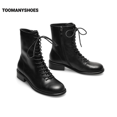Toomanyshoes靴子2022秋季新品must have绑带百搭低跟短靴时装靴