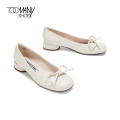 Toomanyshoes女鞋2022秋季新款圆圆脑袋方头浅口通勤单鞋一脚蹬鞋