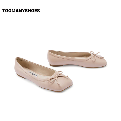Toomanyshoes女鞋2023春新款怪可爱的方头蝴蝶结芭蕾舞鞋平底单鞋