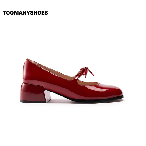 Toomanyshoes女鞋23春新款人间芭比圆头粗跟可爱蝴蝶结玛丽珍单鞋