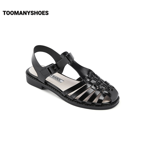 Toomanyshoes女鞋2023夏季新款Rome平跟圆头舒适宽带设计罗马凉鞋