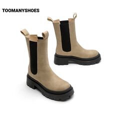 Toomanyshoes瘦瘦靴酒鬼女人加绒烟筒靴切尔西短靴子