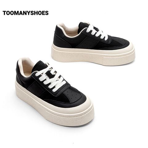 Toomanyshoes女鞋乖乖女厚底增高拼接舒适板鞋小白鞋
