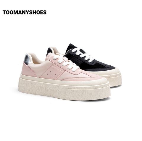 Toomanyshoes女鞋乖乖女厚底增高拼接舒适板鞋小白鞋