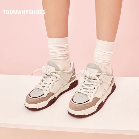 Toomanyshoes女鞋23秋新款北海道吐司舒适厚底圆头系带板鞋休闲鞋