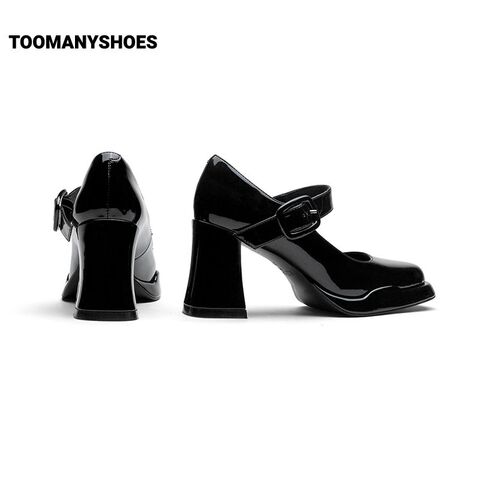 Toomanyshoes厚底乐福鞋女23新款黑魔法复古玛丽珍小皮鞋高跟单鞋