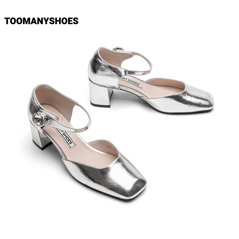 月光探戈钻饰粗跟复古玛丽珍包头凉鞋