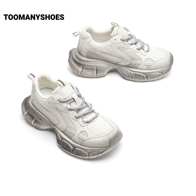 Toomanyshoes女鞋2024新款美高校园休闲运动网面鞋厚底复古老爹鞋
