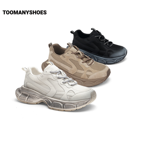 Toomanyshoes女鞋2024新款美高校园休闲运动网面鞋厚底复古老爹鞋