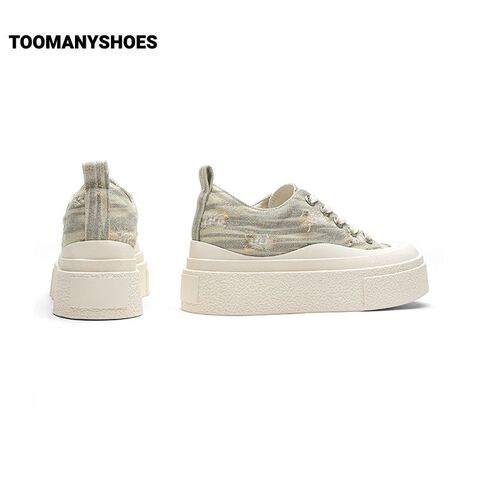 Toomanyshoes女鞋2024新款白桦林休闲板鞋松糕厚底增高时尚帆布鞋