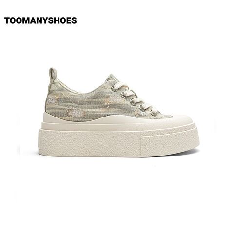 Toomanyshoes女鞋2024新款白桦林休闲板鞋松糕厚底增高时尚帆布鞋