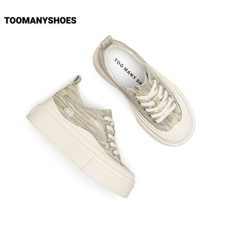 Toomanyshoes女鞋2024新款白桦林休闲板鞋松糕厚底增高时尚帆布鞋