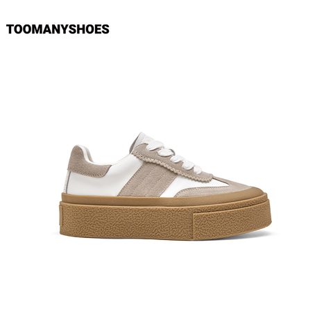 Toomanyshoes女鞋乖乖女厚底增高拼接舒适板鞋小白鞋