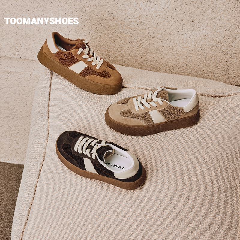 Toomanyshoes女鞋24新款落日森林复古阿甘德训鞋反绒厚底增高板鞋