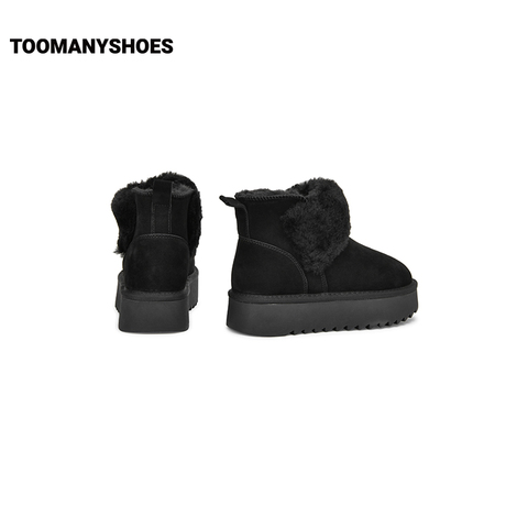 Toomanyshoes雪地靴2024冬新款暖融融保暖棉鞋美拉德风厚底短靴子