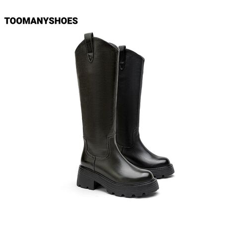 Toomanyshoes靴子秋冬新款公路商店厚底增高长靴高筒西部骑士靴女