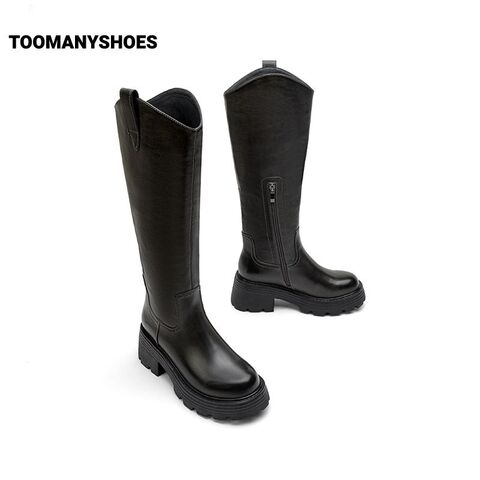 Toomanyshoes靴子秋冬新款公路商店厚底增高长靴高筒西部骑士靴女