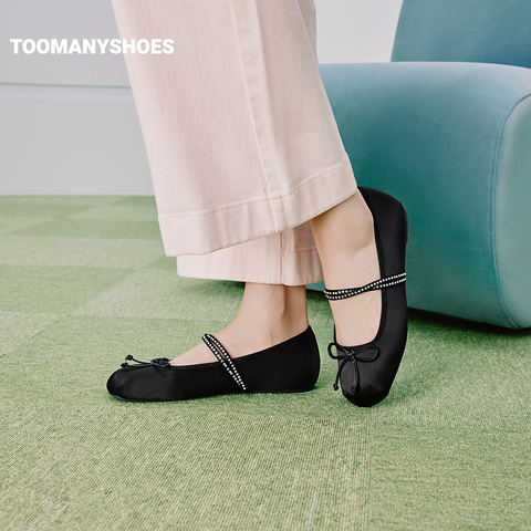 Toomanyshoes女鞋2024新款歌剧院浅口平底芭蕾舞鞋一脚蹬通勤单鞋