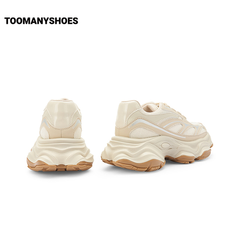 Toomanyshoes女鞋2024新款火焰印记厚底运动网面鞋复古银色老爹鞋