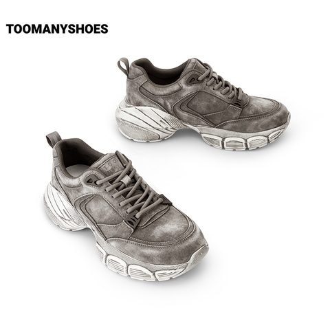 【明星同款】Toomanyshoes脏脏包厚底运动男女网鞋银色情侣老爹鞋