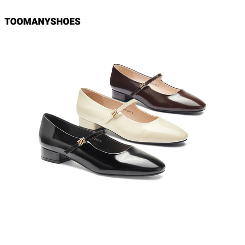 Toomanyshoes女鞋2024新款南法庄园方头粗跟小香风单鞋复古玛丽珍