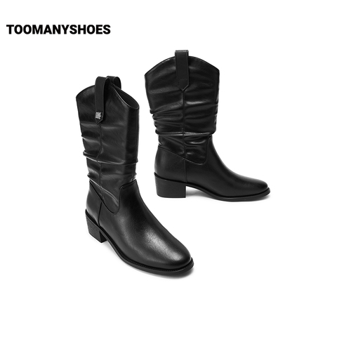 孙千同款Toomanyshoes秋日记忆美拉德堆堆靴骑士靴女