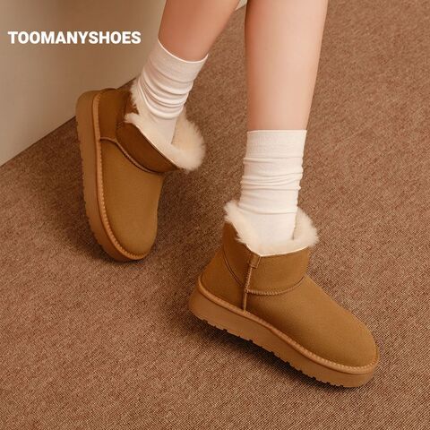 [明星同款]Toomanyshoes雪地靴童话小镇厚底保暖棉鞋女加绒短靴子
