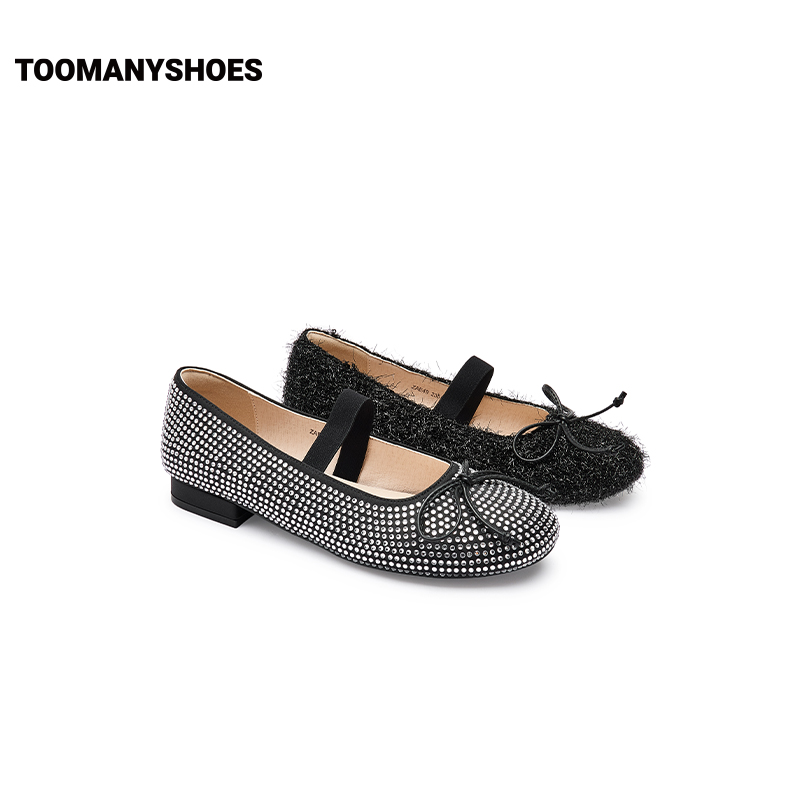 Toomanyshoes女鞋2024新款睫毛弯弯芭蕾舞鞋型包头拖鞋一脚蹬单鞋