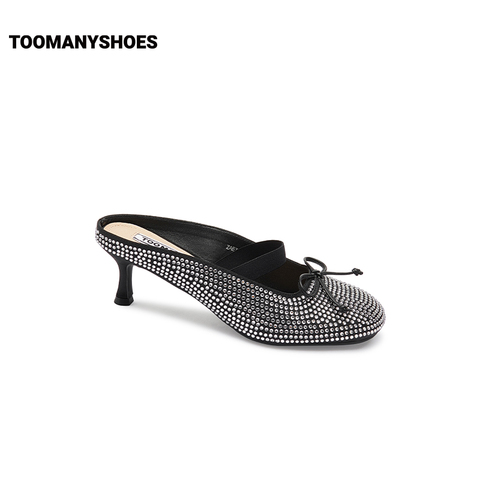 Toomanyshoes女鞋2024新款睫毛弯弯芭蕾舞鞋型包头拖鞋一脚蹬单鞋