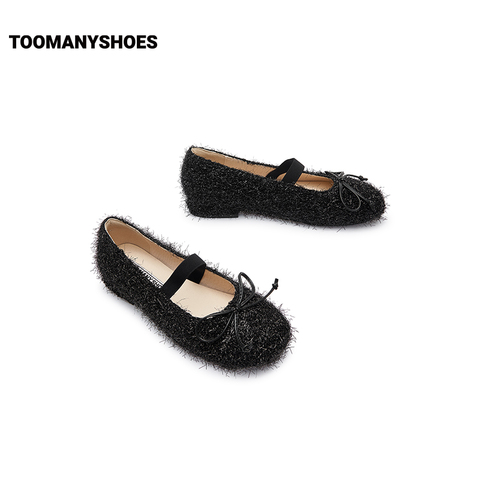 Toomanyshoes女鞋2024新款睫毛弯弯芭蕾舞鞋型包头拖鞋一脚蹬单鞋