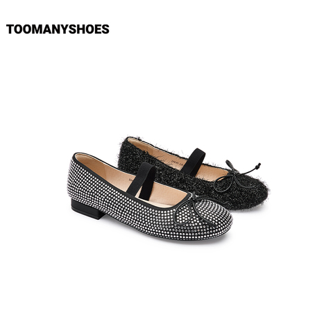 Toomanyshoes女鞋2024新款睫毛弯弯芭蕾舞鞋型包头拖鞋一脚蹬单鞋