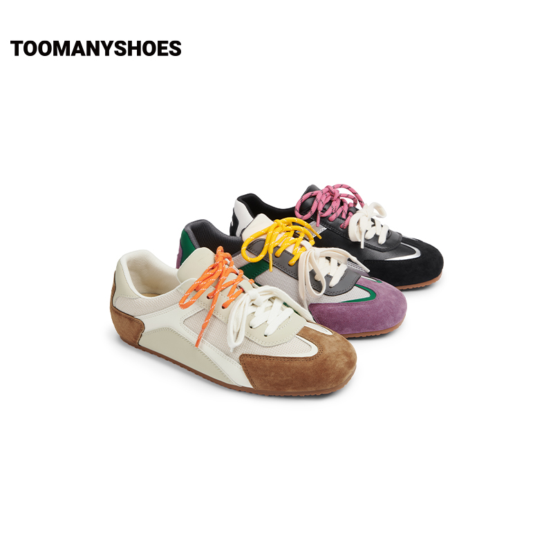 Toomanyshoes女鞋2025新款三色杯撞色时尚休闲运动跑鞋复古德训鞋